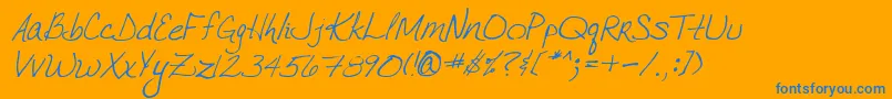 VtcJoelenehandRegularItalic Font – Blue Fonts on Orange Background