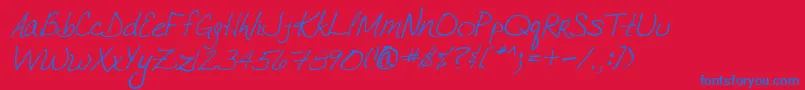 VtcJoelenehandRegularItalic Font – Blue Fonts on Red Background