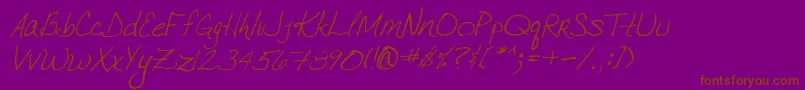 VtcJoelenehandRegularItalic Font – Brown Fonts on Purple Background