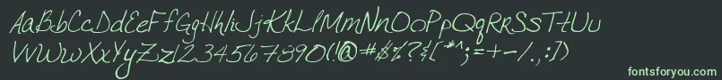 VtcJoelenehandRegularItalic-fontti – vihreät fontit mustalla taustalla