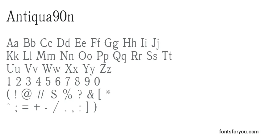 Czcionka Antiqua90n – alfabet, cyfry, specjalne znaki