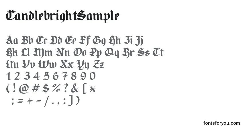 Schriftart CandlebrightSample (50491) – Alphabet, Zahlen, spezielle Symbole