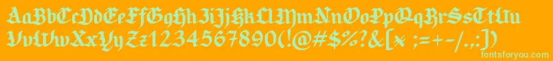 CandlebrightSample-Schriftart – Grüne Schriften auf orangefarbenem Hintergrund