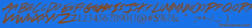 フォントColorsOfAutumn – 茶色の文字が青い背景にあります。