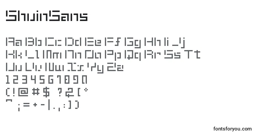Czcionka ShuinSans – alfabet, cyfry, specjalne znaki
