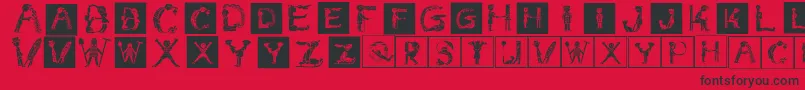 Fonte Childrensalphabetinvers – fontes pretas em um fundo vermelho