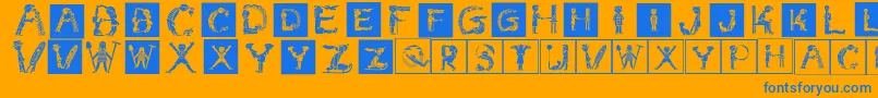 Childrensalphabetinvers Font – Blue Fonts on Orange Background