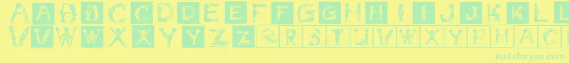 Childrensalphabetinvers Font – Green Fonts on Yellow Background