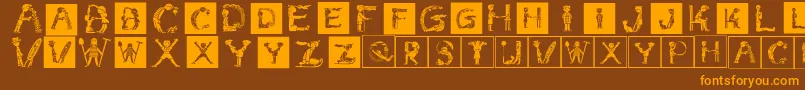 Childrensalphabetinvers Font – Orange Fonts on Brown Background