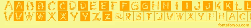 Childrensalphabetinvers Font – Orange Fonts on Yellow Background