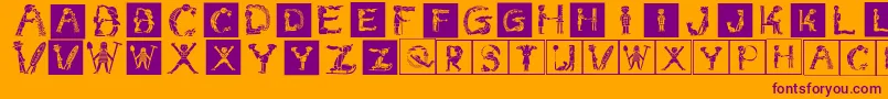Childrensalphabetinvers Font – Purple Fonts on Orange Background