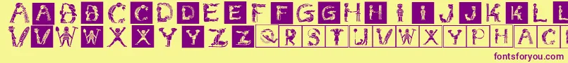 Childrensalphabetinvers Font – Purple Fonts on Yellow Background