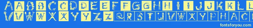 Childrensalphabetinvers Font – Yellow Fonts on Blue Background