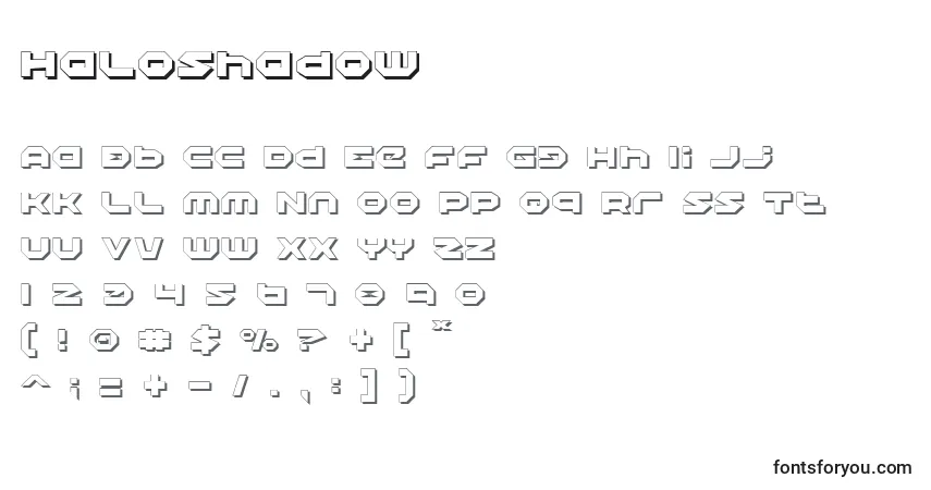Czcionka HaloShadow – alfabet, cyfry, specjalne znaki