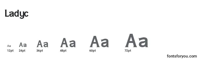 sizes of ladyc font, ladyc sizes