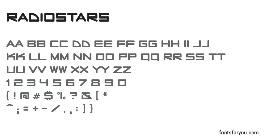 characters of radiostars font, letter of radiostars font, alphabet of  radiostars font