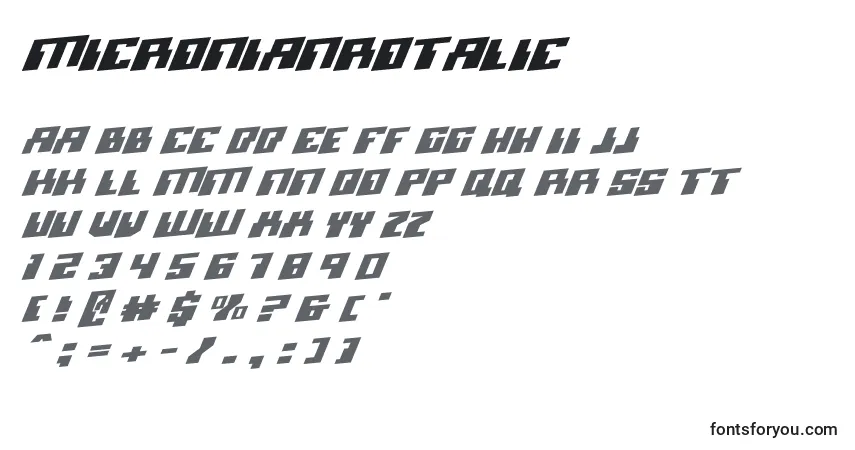 characters of micronianrotalic font, letter of micronianrotalic font, alphabet of  micronianrotalic font