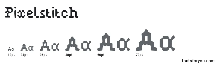 sizes of pixelstitch font, pixelstitch sizes