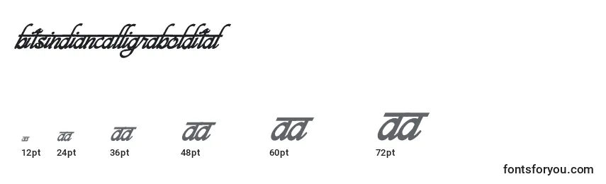 sizes of bitsindiancalligraboldital font, bitsindiancalligraboldital sizes