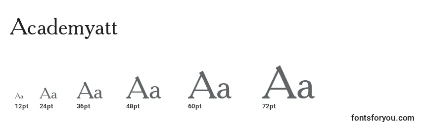 sizes of academyatt font, academyatt sizes