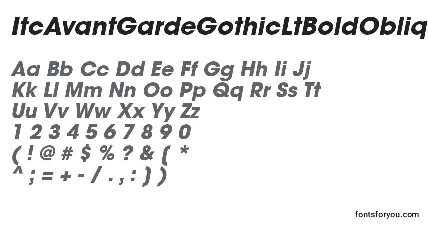 characters of itcavantgardegothicltboldoblique font, letter of itcavantgardegothicltboldoblique font, alphabet of  itcavantgardegothicltboldoblique font