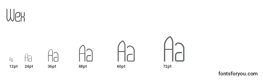 sizes of wex font, wex sizes