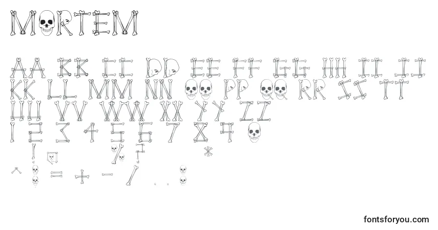 characters of mortem font, letter of mortem font, alphabet of  mortem font