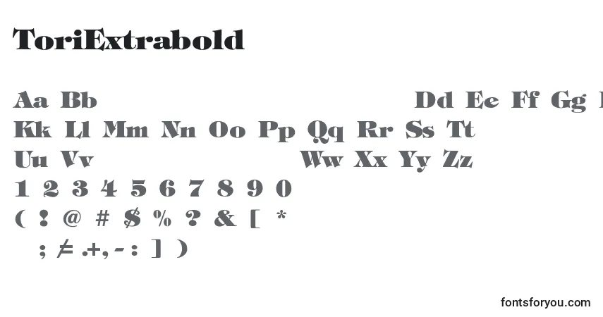 characters of toriextrabold font, letter of toriextrabold font, alphabet of  toriextrabold font