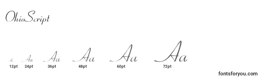 sizes of ohioscript font, ohioscript sizes
