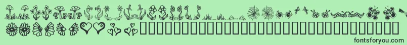 Czcionka Gardd – czarne czcionki na zielonym tle
