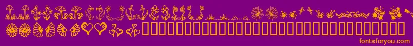 Gardd-Schriftart – Orangefarbene Schriften auf violettem Hintergrund