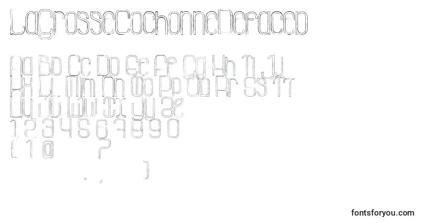 Schriftart LaGrosseCochonneDefaced – Alphabet, Zahlen, spezielle Symbole