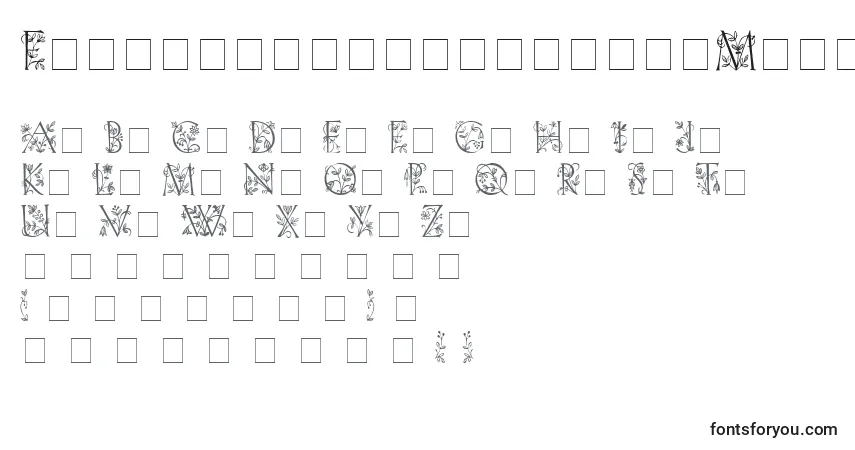 A fonte FleurdisplaycapsssiMedium – alfabeto, números, caracteres especiais