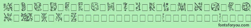 FleurdisplaycapsssiMedium-fontti – mustat fontit vihreällä taustalla