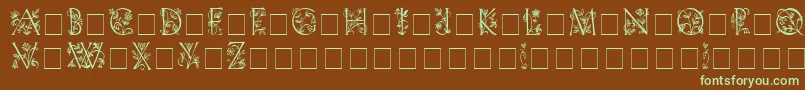 FleurdisplaycapsssiMedium-fontti – vihreät fontit ruskealla taustalla