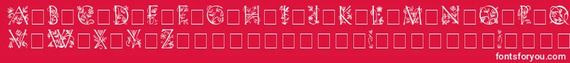 フォントFleurdisplaycapsssiMedium – 赤い背景に白い文字