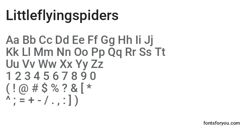 Czcionka Littleflyingspiders – alfabet, cyfry, specjalne znaki