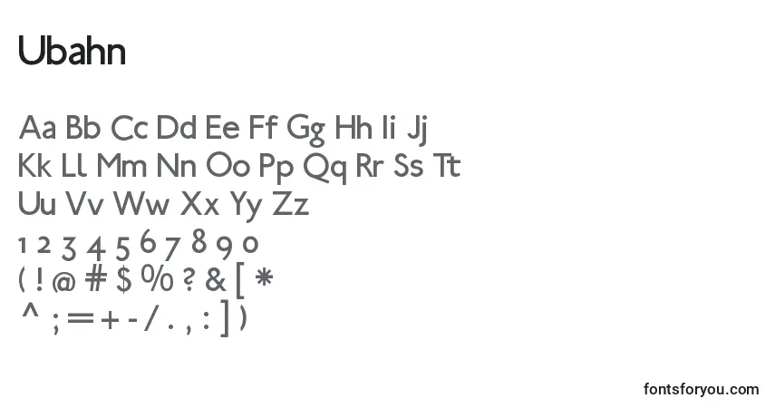 A fonte Ubahn – alfabeto, números, caracteres especiais