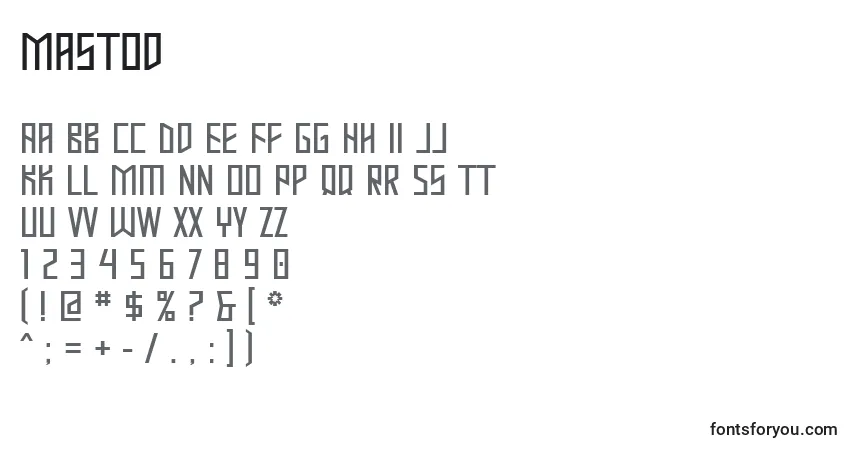 Mastod (50513)フォント–アルファベット、数字、特殊文字