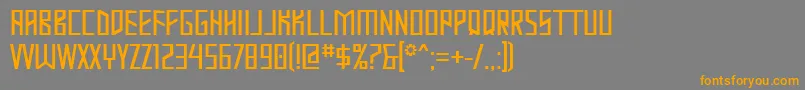 フォントMastod – オレンジの文字は灰色の背景にあります。