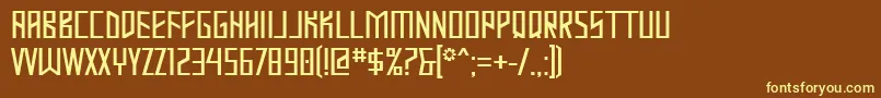 Mastod-fontti – keltaiset fontit ruskealla taustalla