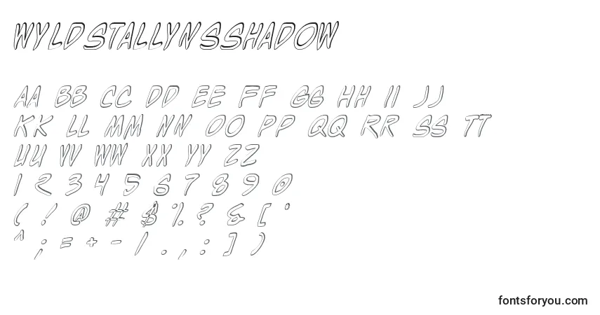 Шрифт WyldStallynsShadow – алфавит, цифры, специальные символы
