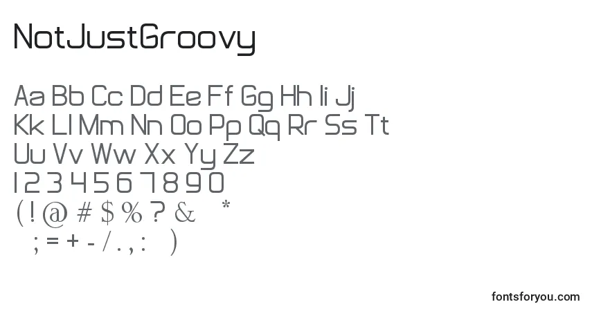 A fonte NotJustGroovy – alfabeto, números, caracteres especiais