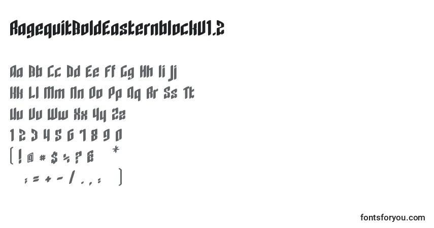Czcionka RagequitBoldEasternblockV1.2 – alfabet, cyfry, specjalne znaki