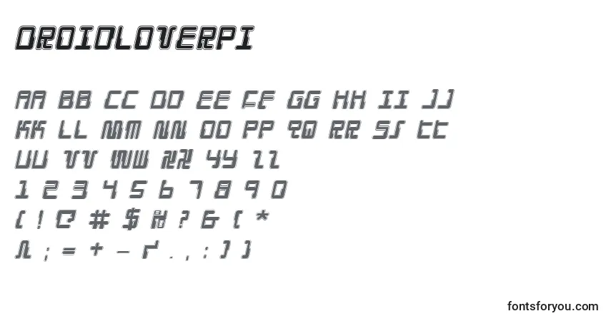 A fonte Droidloverpi – alfabeto, números, caracteres especiais