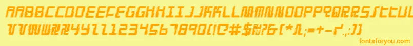 フォントDroidloverpi – オレンジの文字が黄色の背景にあります。