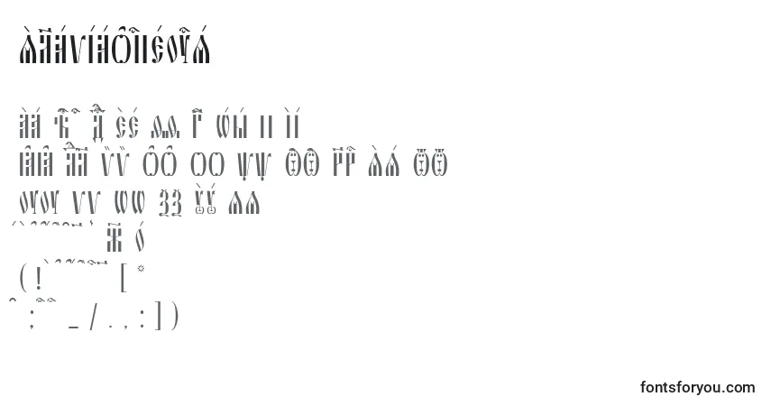 Czcionka SlavjanicIeucs – alfabet, cyfry, specjalne znaki