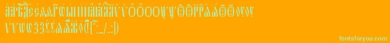 SlavjanicIeucs Font – Green Fonts on Orange Background
