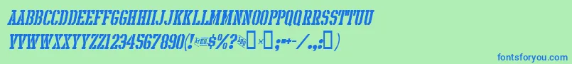 IntramuralStencilItalicJl-fontti – siniset fontit vihreällä taustalla