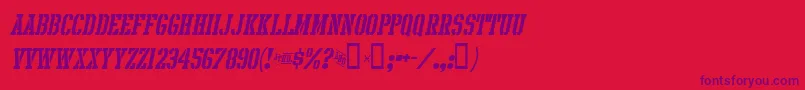 Fonte IntramuralStencilItalicJl – fontes roxas em um fundo vermelho
